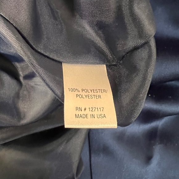 NWT Badgley Mischka Navy Blue One Beaded Shoulder Gown Size 4 - Picture 11 of 14